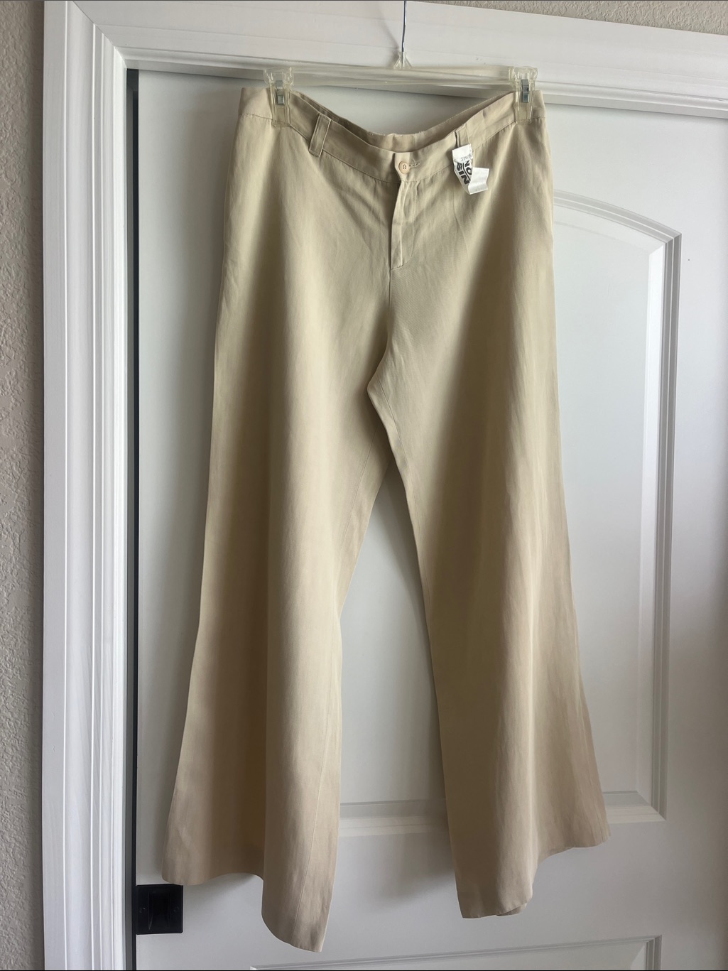 Luxury Jean Paul Gaultier Cream Tan Wide Leg Linen Pants Size 10